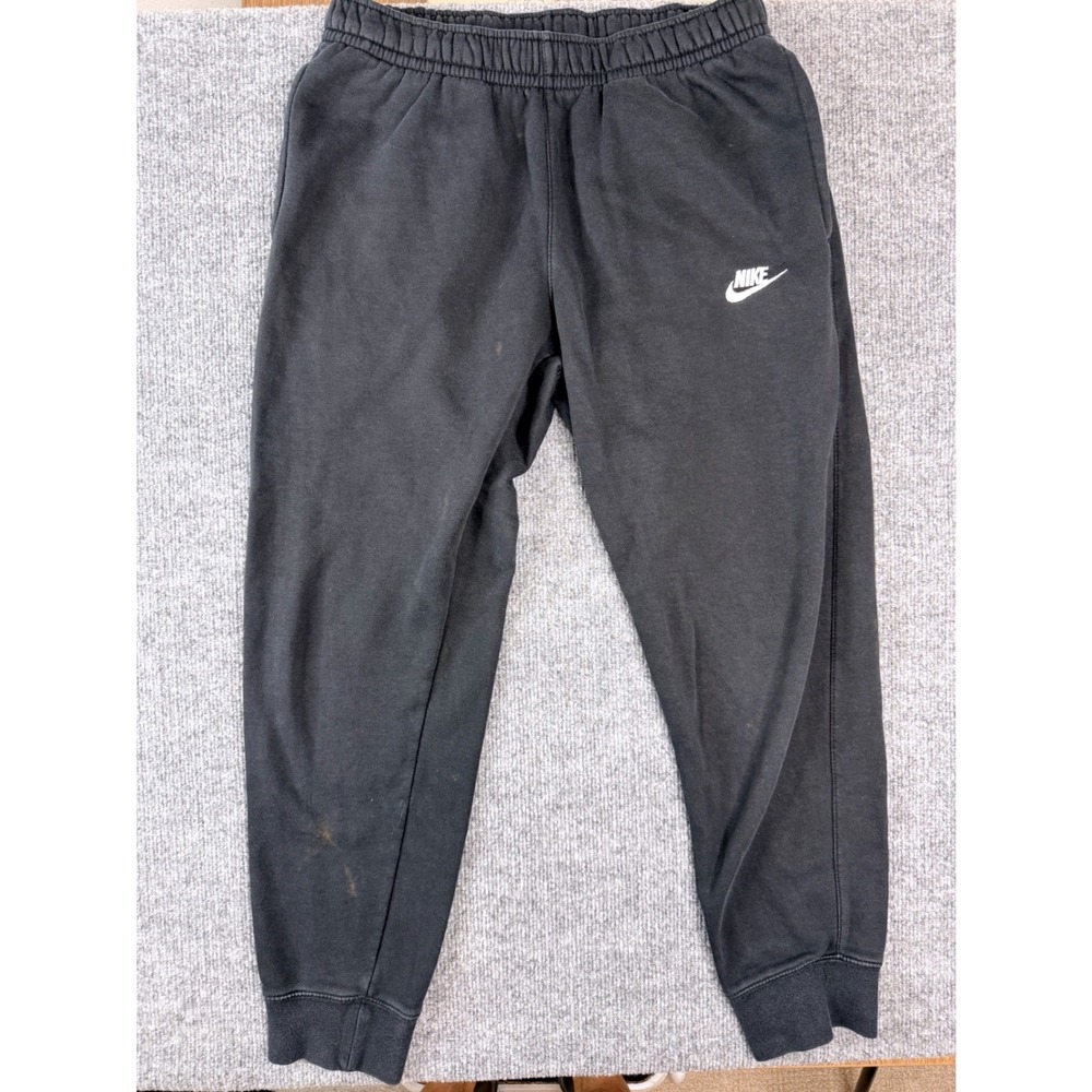 Vintage Nike Joggers Mens Medium Black Fleece Sweatpants Y2K 90s Graphic Stained